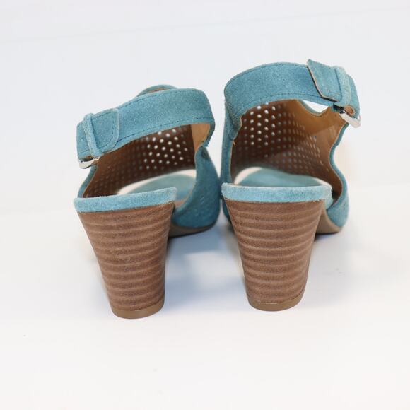 Franco Sarto Monaco Teal Suede Cutout Sandals Size 9M - Picture 4 of 6